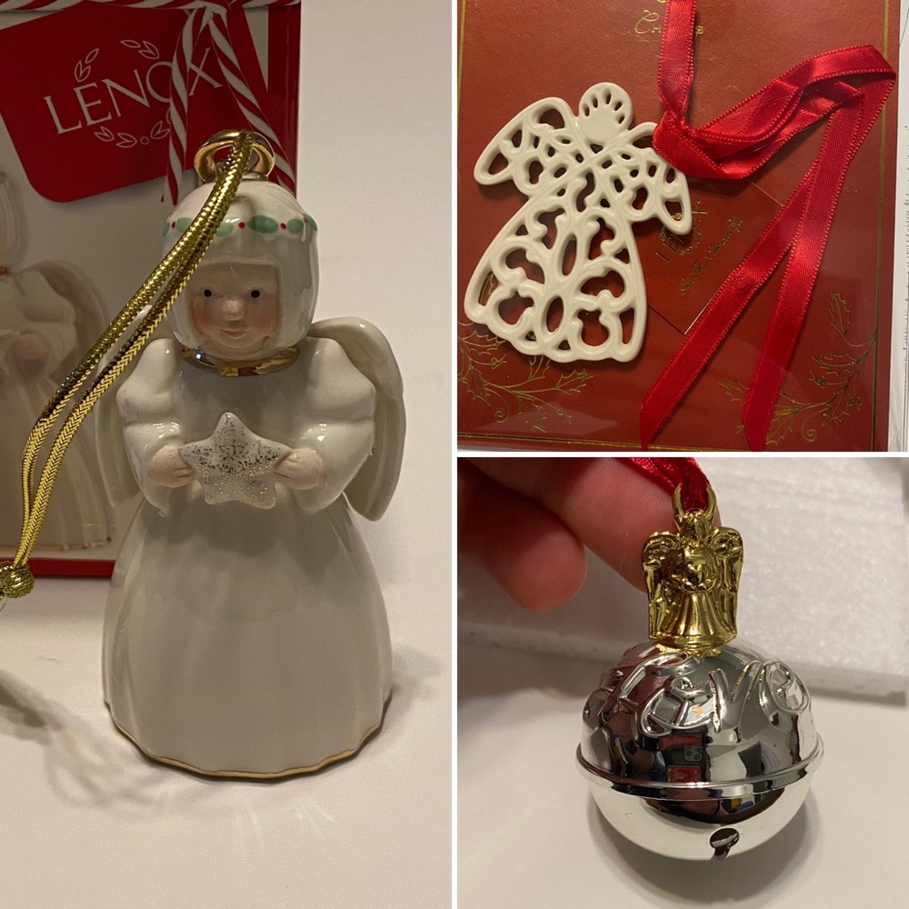 Lenox NIB Angel Bundle- Two Ornaments and One Charm
